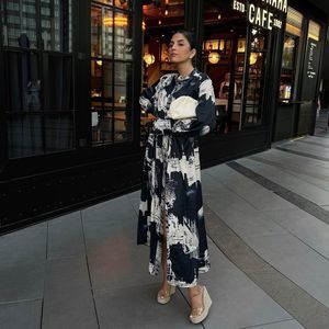 H&M Stockholm Satin Belted Printed Dress New